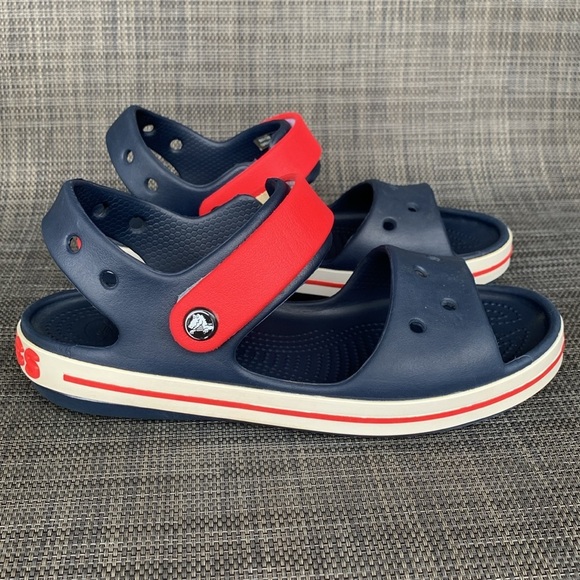 CROCS Other - Crocs Crocband Sandals Blue Red Casual Shoes unisex Juniors size 3